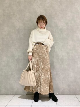 「ベロアスカート」｜「アイテム（その他）」を使った、MAYUさん（レディース・153cm）の秋コーディネート