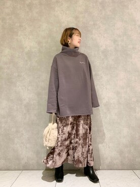 「ベロアスカート」｜「アイテム（その他）」を使った、MAYUさん（レディース・153cm）の秋コーディネート