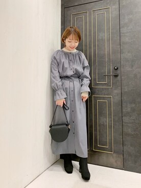 「メロートップス」｜「アイテム（アクセサリー）」を使った、MAYUさん（レディース・153cm）の秋コーディネート