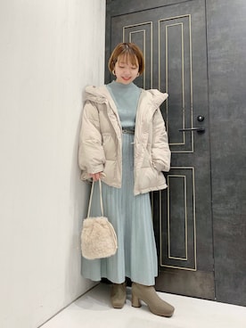 「ラメスカート」｜「アイテム（その他）」を使った、MAYUさん（レディース・153cm）の秋コーディネート