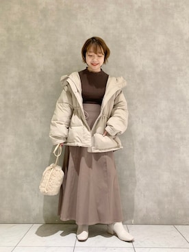 「mysty woman（ミスティウーマン）のアイテム（ダウンジャケット/コート）」を使った、MAYUさん（レディース・153cm）の冬コーディネート