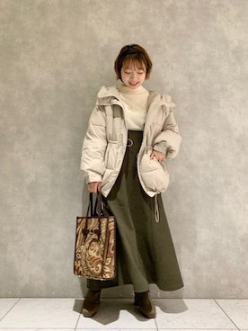 「mysty woman（ミスティウーマン）のアイテム（ダウンジャケット/コート）」を使った、MAYUさん（レディース・153cm）の冬コーディネート