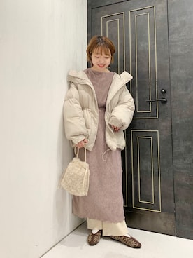 「ルームウェア」｜「アイテム（ジャケット/アウター）」を使った、MAYUさん（レディース・153cm）の冬コーディネート