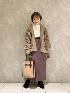 「mysty woman（ミスティウーマン）のアイテム（その他アウター）」を使った、MAYUさん（レディース・153cm）の冬コーディネート