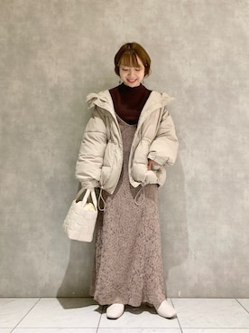 「mysty woman（ミスティウーマン）のアイテム（ダウンジャケット/コート）」を使った、MAYUさん（レディース・153cm）の冬コーディネート