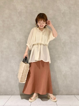 「シア―ブラウス」｜「アイテム（その他）」を使った、MAYUさん（レディース・153cm）の春コーディネート