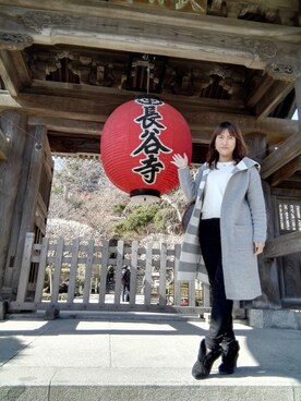 「アイテム（その他アウター、グレー系）」を使った、T.裕子さん（レディース・157cm）の冬コーディネート