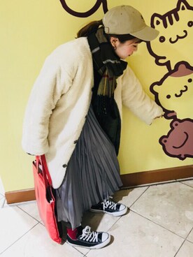 「17kgのアイテム（スカート、シルバー系）」を使った、ぷちさん（レディース・149cm）の冬コーディネート