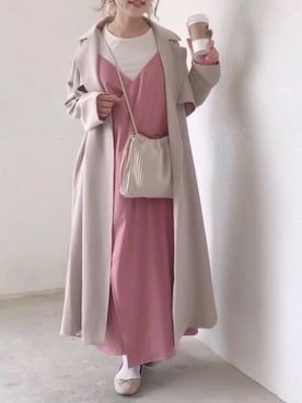 「JEANASIS（ジーナシス）のアイテム（トレンチコート）」を使った、みきてぃ24さん（レディース・158cm）の冬コーディネート