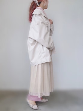 「透けトップス」｜「アイテム（ジャケット/アウター）」を使った、みきてぃ24さん（レディース・158cm）の冬コーディネート