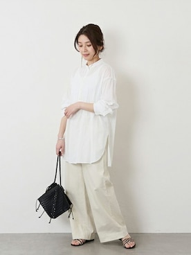 コードローンピンタックロングシャツ◇を使った人気ファッション 