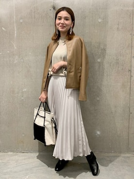「JOURNAL STANDARD（ジャーナルスタンダード）のアイテム（ライダースジャケット）」を使った、ondaさん（レディース・158cm）の秋コーディネート