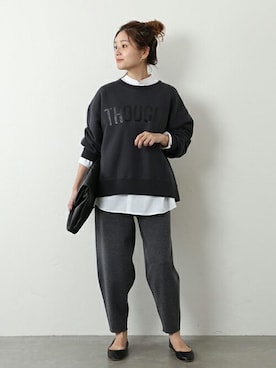 「スウェット×シャツ」｜ondaさん（レディース・158cm）の秋コーディネート