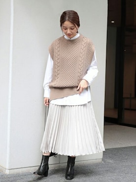 「JOURNAL STANDARD（ジャーナルスタンダード）のアイテム（ベスト）」を使った、ondaさん（レディース・158cm）の秋コーディネート