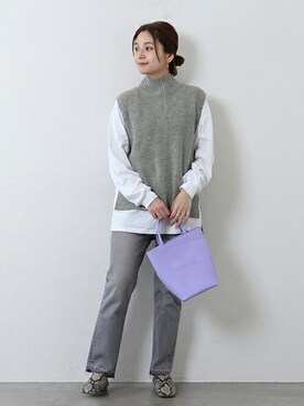 「JOURNAL STANDARD（ジャーナルスタンダード）のアイテム（ベスト）」を使った、ondaさん（レディース・158cm）の冬コーディネート