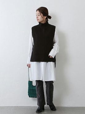 「JOURNAL STANDARD（ジャーナルスタンダード）のアイテム（ベスト）」を使った、ondaさん（レディース・158cm）の冬コーディネート
