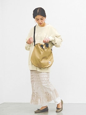 「Drifter（ドリフター）のアイテム（バッグ）」を使った、ondaさん（レディース・158cm）の冬コーディネート