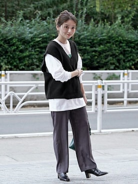 「JOURNAL STANDARD（ジャーナルスタンダード）のアイテム（ベスト）」を使った、ondaさん（レディース・158cm）の冬コーディネート
