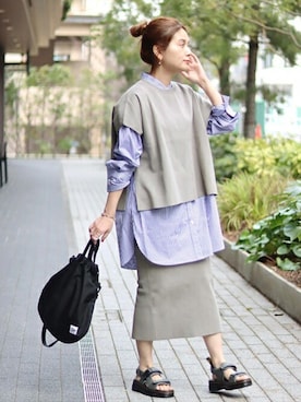 「JOURNAL STANDARD（ジャーナルスタンダード）のアイテム（ベスト）」を使った、ondaさん（レディース・158cm）の冬コーディネート