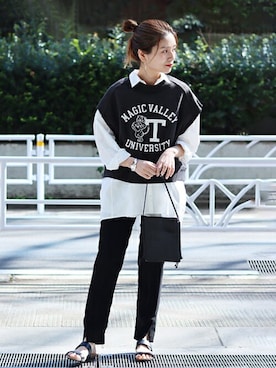 「PLAKTON（プラクトン）のアイテム」を使った、ondaさん（レディース・158cm）の春コーディネート