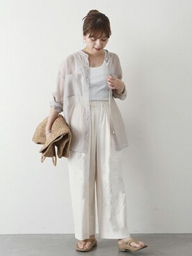 「JOURNAL STANDARD（ジャーナルスタンダード）のランダムリブタンクトップ（タンクトップ）」を使った、ondaさん（レディース・158cm）の春コーディネート