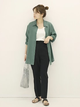 「JOURNAL STANDARD（ジャーナルスタンダード）のランダムリブタンクトップ（タンクトップ）」を使った、ondaさん（レディース・158cm）の春コーディネート