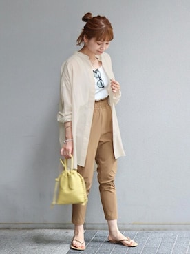 「JOURNAL STANDARD（ジャーナルスタンダード）のランダムリブタンクトップ（タンクトップ）」を使った、ondaさん（レディース・158cm）の夏コーディネート