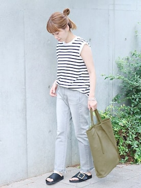 「PLAKTON（プラクトン）のアイテム」を使った、ondaさん（レディース・158cm）の夏コーディネート