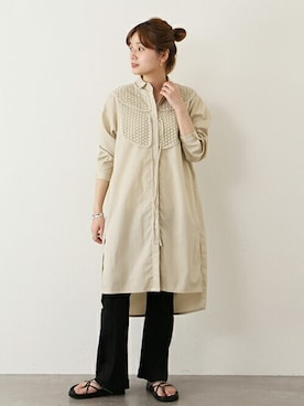 「SEEALL（シーオール）のアイテム（シャツ/ブラウス）」を使った、ondaさん（レディース・158cm）の夏コーディネート