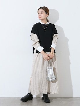 「JOURNAL STANDARD（ジャーナルスタンダード）のアイテム（ベスト）」を使った、ondaさん（レディース・158cm）の秋コーディネート