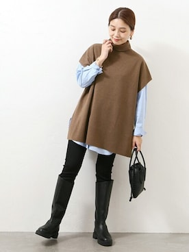 「JOURNAL STANDARD（ジャーナルスタンダード）のアイテム（ベスト）」を使った、ondaさん（レディース・158cm）の秋コーディネート