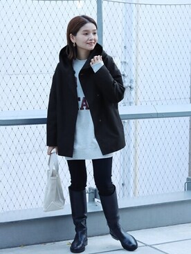「フードコート」｜「アイテム（スウェット）」を使った、ondaさん（レディース・158cm）の冬コーディネート