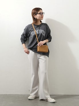 「アイテム（その他シューズ、ホワイト系）」を使った、ondaさん（レディース・158cm）の冬コーディネート