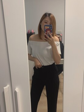 「NOのアイテム（トップス）」を使った、夏季さん（レディース・155cm）の春コーディネート