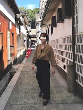 「Steven Alan（スティーブンアラン）の＜Steven Alan＞LINE EMBROIDERY TUNIC/ﾌﾞﾗｳｽ（シャツ/ブラウス、ブラウン系）」を使った、omiyo さん（レディース・166cm）の春コーディネート