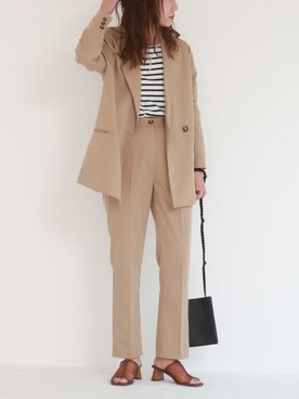 「シアーサンダル」｜「アイテム（ジャケット/アウター）」を使った、YUKAさん（レディース・167cm）の春コーディネート