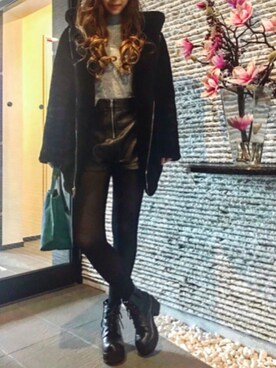 「EVRIS（エヴリス）のアイテム（その他アウター）」を使った、田神まみさん（レディース・167cm）の冬コーディネート