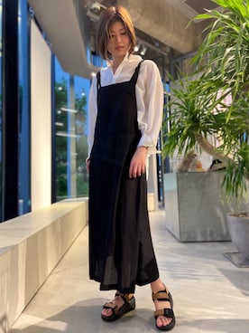 「koe（コエ）のアイテム（ジャンパースカート）」を使った、yukoさん（レディース・169cm）の夏コーディネート
