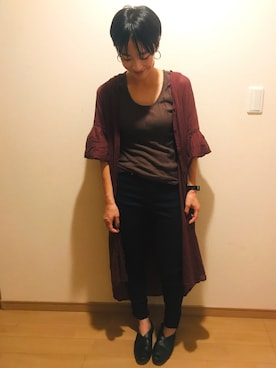 「ブラウン×ブラック」｜「アイテム（その他シューズ）」を使った、iwaさん（レディース・158cm）の秋コーディネート