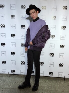 「PULL&BEAR（プルアンドベア）のアイテム（ニット/セーター）」を使った、Ryan Tsaoさん（メンズ・171cm）の冬コーディネート