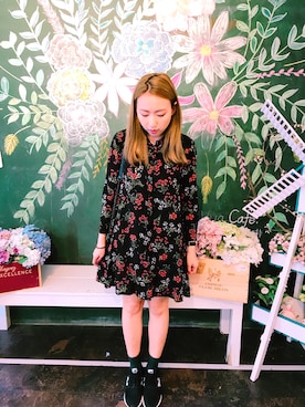 「flower」｜「アイテム（シャツワンピース）」を使った、Sophia Chenさん（レディース・160cm）の秋コーディネート