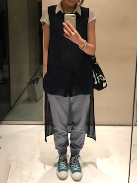 「blue」｜「アイテム（スラックス）」を使った、heylobさん（レディース・162cm）の夏コーディネート