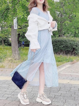 「dazzlin（ダズリン）のアイテム（デニムジャケット）」を使った、伊藤りかさん（レディース・158cm）の春コーディネート