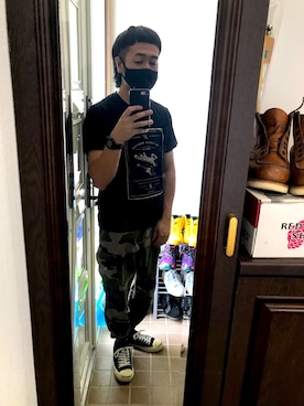 「ロック」｜「アイテム（デジタル腕時計）」を使った、hiromuckさん（メンズ・164cm）の夏コーディネート