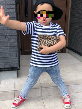 「息子コーデ」｜「アイテム（キャップ）」を使った、moconyanさん（キッズ・110cm）の春コーディネート
