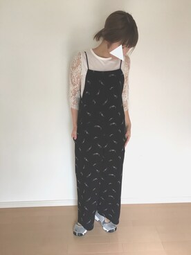 「ADAM ET ROPE'（アダムエロペ）のアイテム（サロペット/オーバーオール）」を使った、SAKUさん（レディース・162cm）の夏コーディネート