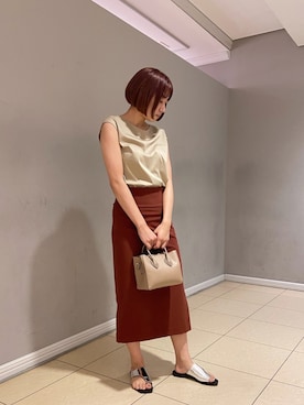 「アイテム（トートバッグ、オレンジ系）」を使った、nano universe ルミネ新宿 Womensさん（レディース・160cm）の夏コーディネート