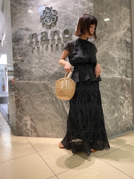 「HALIN（ハリン）のアイテム（かごバッグ）」を使った、nano universe ルミネ新宿 Womensさん（レディース・148cm）の夏コーディネート