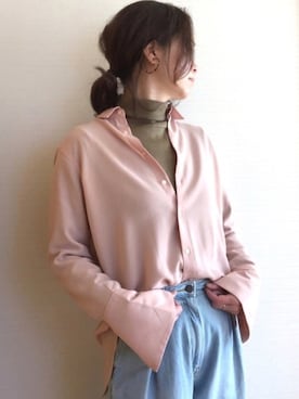 「ピンクシャツ」｜「アイテム（その他）」を使った、YoYuYuUさん（レディース・165cm）の冬コーディネート