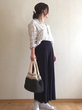 「襟抜きシャツ」｜YoYuYuUさん（レディース・165cm）の春コーディネート